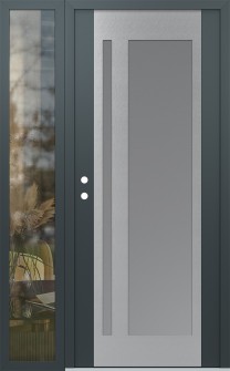 Diamond C15 52" x 80" anthracite/anthracite frosted Glass Panel stainless steel RHI with Sidelite clear Glass