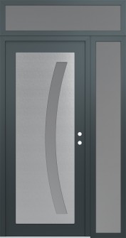 Diamond C4 52" x 96" anthracite/anthracite frosted Glass Panel stainless steel LHI with Sidelite and Transom frosted Glass