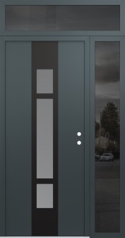 DIAMOND A9 52" X 96" ANTHRACITE/ANTHRACITE FROSTED GLASS PANEL BLACK LHI WITH SIDELITE AND TRANSOM MIRRORED GLASS