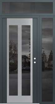 Diamond C14 48" x 96" anthracite/anthracite mirrored Glass Panel stainless steel LHI with Sidelite and Transom mirrored Glass