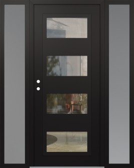 Diamond C2 60" x 80" black/black clear Glass Panel black RHI with 2 Sidelites frosted Glass