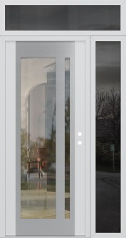 Diamond C15 52" x 96" white/white clear Glass Panel stainless steel LHI with Sidelite and Transom mirrored Glass