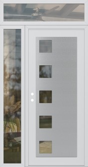 Diamond C5 48" x 96" white/white clear Glass Panel stainless steel RHI with Sidelite and Transom clear Glass