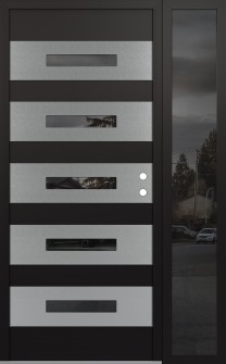 Diamond D9 50" x 80" black/black mirrored Glass Panel stainless steel LHI with Sidelite mirrored Glass