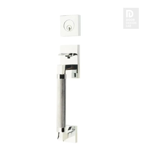 EMTEK HERCULES KNURLED SECTIONAL SINGLE CYLINDER KEYD 4217 POLISHED CHROME for Steel Front Doors