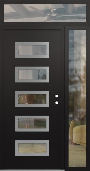 Diamond D1 52" x 96" black/black clear Glass Panel stainless steel LHI with Sidelite and Transom clear Glass