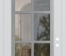 Modern Steel Front Door Diamond C16 36" x 96" white/white clear Glass Panel stainless steel LHI with Transom mirrored Glass