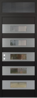 Diamond D5 36" x 96" black/black clear Glass Panel stainless steel RHI with Transom mirrored Glass