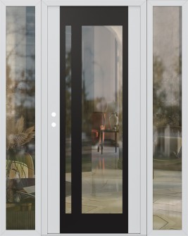 Diamond C15 60" x 80" white/white clear Glass Panel black RHI with 2 Sidelites clear Glass