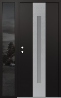 DIAMOND A2 50" X 80" BLACK/WHITE FROSTED GLASS PANEL STAINLESS STEEL RHI WITH SIDELITE MIRRORED GLASS