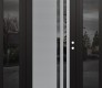 Modern Steel Front Door Diamond C6 60" x 80" black/black mirrored Glass Panel stainless steel LHI with 2 Sidelites mirrored Glass