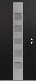 DIAMOND A13 64" X 80" BLACK/WHITE FROSTED GLASS PANEL STAINLESS STEEL LHI WITH 2 SIDELITES CLEAR GLASS