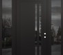 Modern Steel Front Door Diamond C6 60" x 96" black/black mirrored Glass Panel black LHI with 2 Sidelites and Transom mirrored Glass