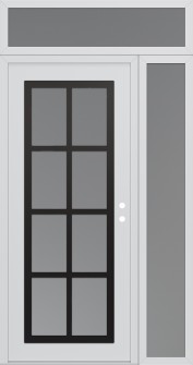Diamond C16 52" x 96" white/white frosted Glass Panel black LHI with Sidelite and Transom frosted Glass
