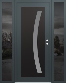 Diamond C4 64" x 80" anthracite/anthracite frosted Glass Panel black LHI with 2 Sidelites mirrored Glass