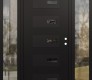 Modern Steel Front Door Diamond D7 64" x 80" black/black mirrored Glass Panel black LHI with 2 Sidelites clear Glass