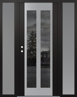 Diamond C14 68" x 80" black/black mirrored Glass Panel stainless steel RHI with 2 Sidelites frosted Glass