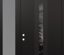 Modern Steel Front Door DIAMOND A2 50" X 96" BLACK/BLACK MIRRORED GLASS PANEL BLACK RHI WITH SIDELITE AND TRANSOM FROSTED GLASS