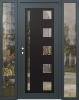 Diamond C3 68" x 80" anthracite/anthracite clear Glass Panel black RHI with 2 Sidelites clear Glass