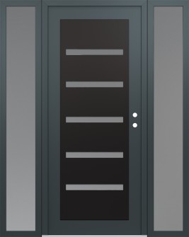Diamond C7 64" x 80" anthracite/anthracite frosted Glass Panel black LHI with 2 Sidelites frosted Glass