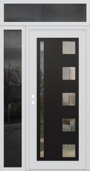 Diamond C3 50" x 96" white/white clear Glass Panel black RHI with Sidelite and Transom mirrored Glass