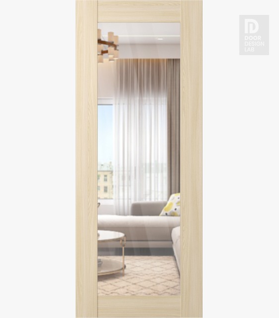 Modern Interior DOOR SLAB AVON 207 CLEAR VETRO LOIRE ASH 36" X 84" X 1 3/4" TEMPERED CLEAR GLASS