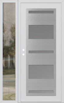 Diamond C10 52" x 80" white/white frosted Glass Panel stainless steel RHI with Sidelite clear Glass