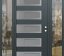 Modern Steel Front Door Diamond D3 64" x 80" anthracite/anthracite frosted Glass Panel stainless steel LHI with 2 Sidelites clear Glass