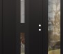 Modern Steel Front Door DIAMOND A6 48" X 80" BLACK/BLACK CLEAR GLASS PANEL BLACK LHI WITH SIDELITE CLEAR GLASS