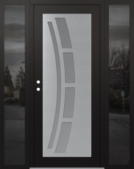 Diamond C12 60" x 80" black/white frosted Glass Panel stainless steel RHI with 2 Sidelites mirrored Glass