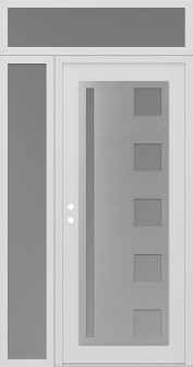 Diamond C3 52" x 96" white/white frosted Glass Panel stainless steel RHI with Sidelite and Transom frosted Glass