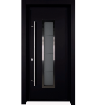 MODERN BLACK EXTERIOR STEEL DOOR ARGOS 37 7/16" X 81 11/16" RIGHT HAND INSWING + HARDWARE