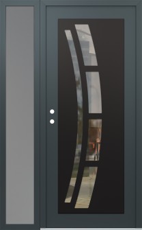 Diamond C12 52" x 80" anthracite/anthracite clear Glass Panel black RHI with Sidelite frosted Glass