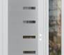 Modern Steel Front Door Diamond C8 50" x 96" white/white clear Glass Panel stainless steel LHI with Sidelite and Transom clear Glass