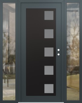 Diamond C5 64" x 80" anthracite/anthracite frosted Glass Panel black LHI with 2 Sidelites clear Glass