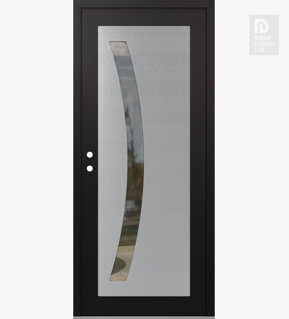Modern Steel Front Door Diamond C4 36" x 80" black/black clear Glass Panel stainless steel RHI