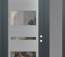 Modern Steel Front Door Diamond C10 52" x 96" anthracite/anthracite clear Glass Panel stainless steel LHI with Sidelite and Transom frosted Glass