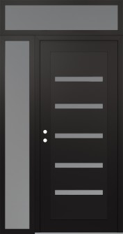 Diamond C7 48" x 96" black/white frosted Glass Panel black RHI with Sidelite and Transom frosted Glass