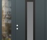 Modern Steel Front Door DIAMOND A1 48" X 96" ANTHRACITE/ANTHRACITE FROSTED GLASS PANEL BLACK RHI WITH SIDELITE AND TRANSOM CLEAR GLASS