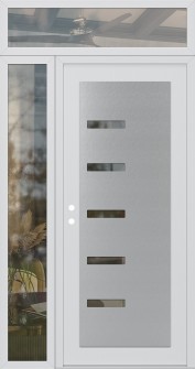 Diamond C8 48" x 96" white/white clear Glass Panel stainless steel RHI with Sidelite and Transom clear Glass