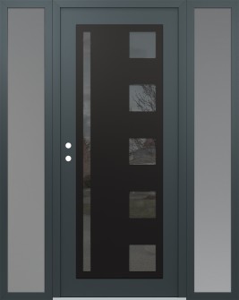 Diamond C3 64" x 80" anthracite/anthracite mirrored Glass Panel black RHI with 2 Sidelites frosted Glass