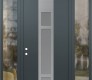Modern Steel Front Door DIAMOND A9 68" X 96" ANTHRACITE/ANTHRACITE FROSTED GLASS PANEL STAINLESS STEEL RHI WITH 2 SIDELITES AND TRANSOM CLEAR GLASS