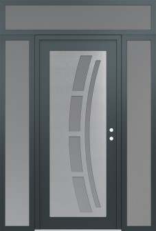 Diamond C12 68" x 96" anthracite/anthracite frosted Glass Panel stainless steel LHI with 2 Sidelites and Transom frosted Glass