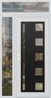 Diamond C3 52" x 96" white/white clear Glass Panel black RHI with Sidelite and Transom clear Glass