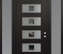 Diamond D8 60" x 96" black/black mirrored Glass Panel stainless steel LHI with 2 Sidelites and Transom frosted Glass