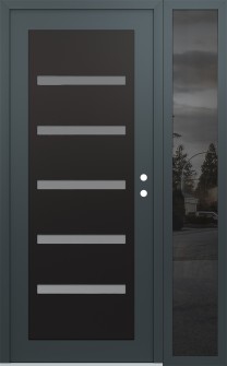 Diamond C7 52" x 80" anthracite/anthracite frosted Glass Panel black LHI with Sidelite mirrored Glass