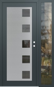 Diamond C5 50" x 80" anthracite/anthracite mirrored Glass Panel stainless steel LHI with Sidelite clear Glass