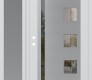 Modern Steel Front Door Diamond C3 48" x 80" white/white clear Glass Panel stainless steel RHI with Sidelite frosted Glass