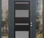 Modern Steel Front Door Diamond C10 64" x 96" anthracite/anthracite frosted Glass Panel black LHI with 2 Sidelites and Transom clear Glass