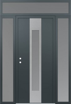 DIAMOND A1 68" X 96" ANTHRACITE/ANTHRACITE FROSTED GLASS PANEL STAINLESS STEEL RHI WITH 2 SIDELITES AND TRANSOM FROSTED GLASS